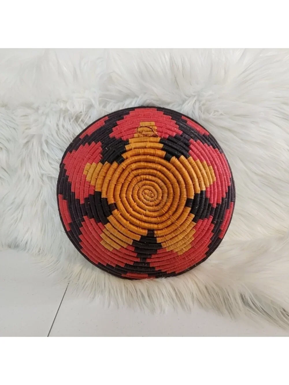 Vintage Quality Handwoven Thickcoil Star Batoro Raffia Basket Bowl 11